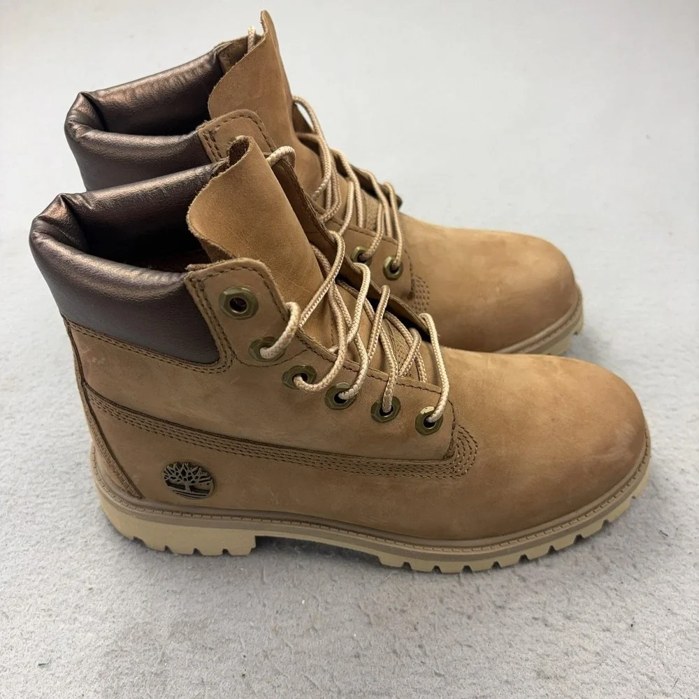 Timberland Boots Boys Size 5 Brown Nubuck Leather Waterproof Winter A11C4
